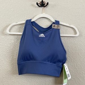 NWT Adidas Aeroready Medium-Support Blue Sports Bra